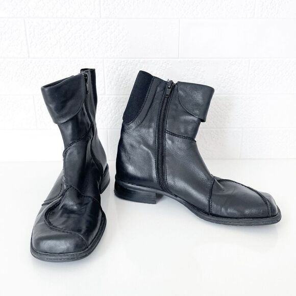 Arnold Churgin Womens Handmade Leather Stitching Ankle Bootie Boots Black 35 - Picture 3 of 9